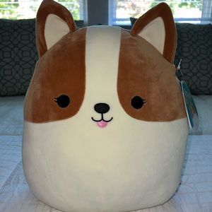 NWT Squishmallow Regina Corgi with rainbow tail 15”